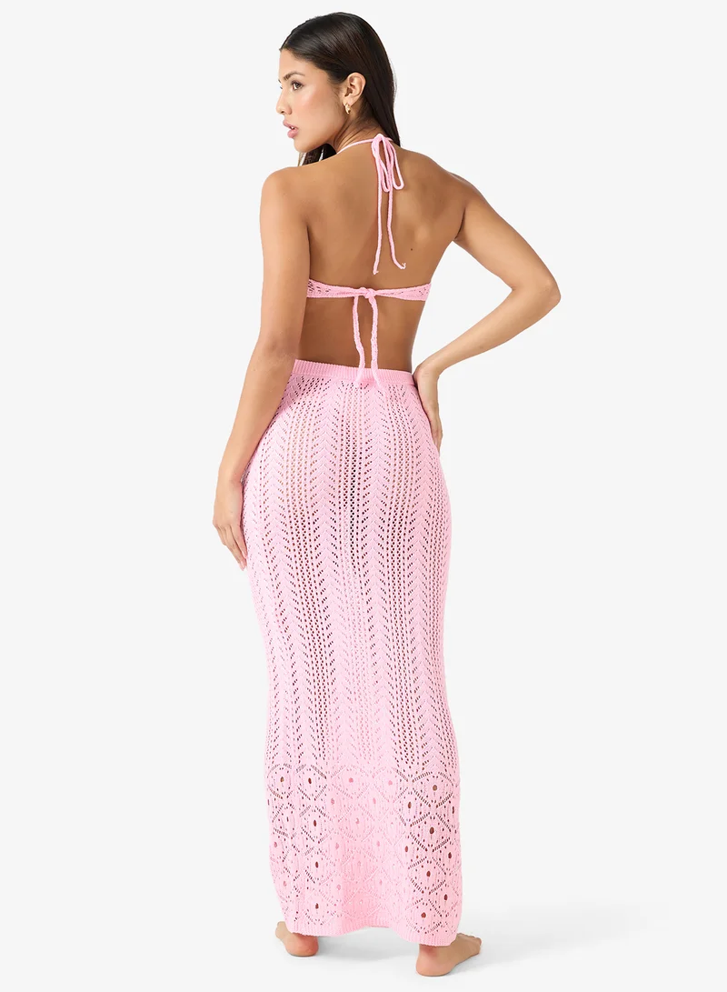 جينجر Crochet Bikini Top & Skirt Set